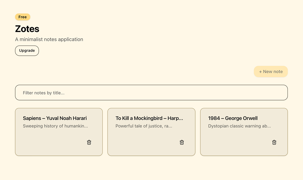 Clean note-taking interface showing organized thoughts and tasks